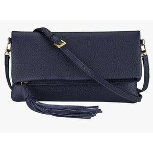 GiGi New York Handcrafted Pebble Leather Stella Foldover Clutch / Crossbody Bag